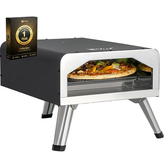 Open Box Deco Chef EPZ03BLK Electric Pizza Oven with 12" 2-in-1 Pizza Stone and Grill, 13" Double Wall Oven with 1 Year CPS Premium Warranty Pack