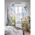 thumbnail image 6 of Watercolor Flower Sheer Curtains for Living Room Bedroom, Hummingbird Hand-painted Flowers Bird Light Filtering Sheer Curtain Rod Pocket Voile Window Treaments Drapes, 52 x 108 Inches, 6 of 9