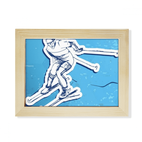 Winter Sport Ski Action Illustration Desktop Photo Frame Picture Art Decoration Painting 6x8 inch