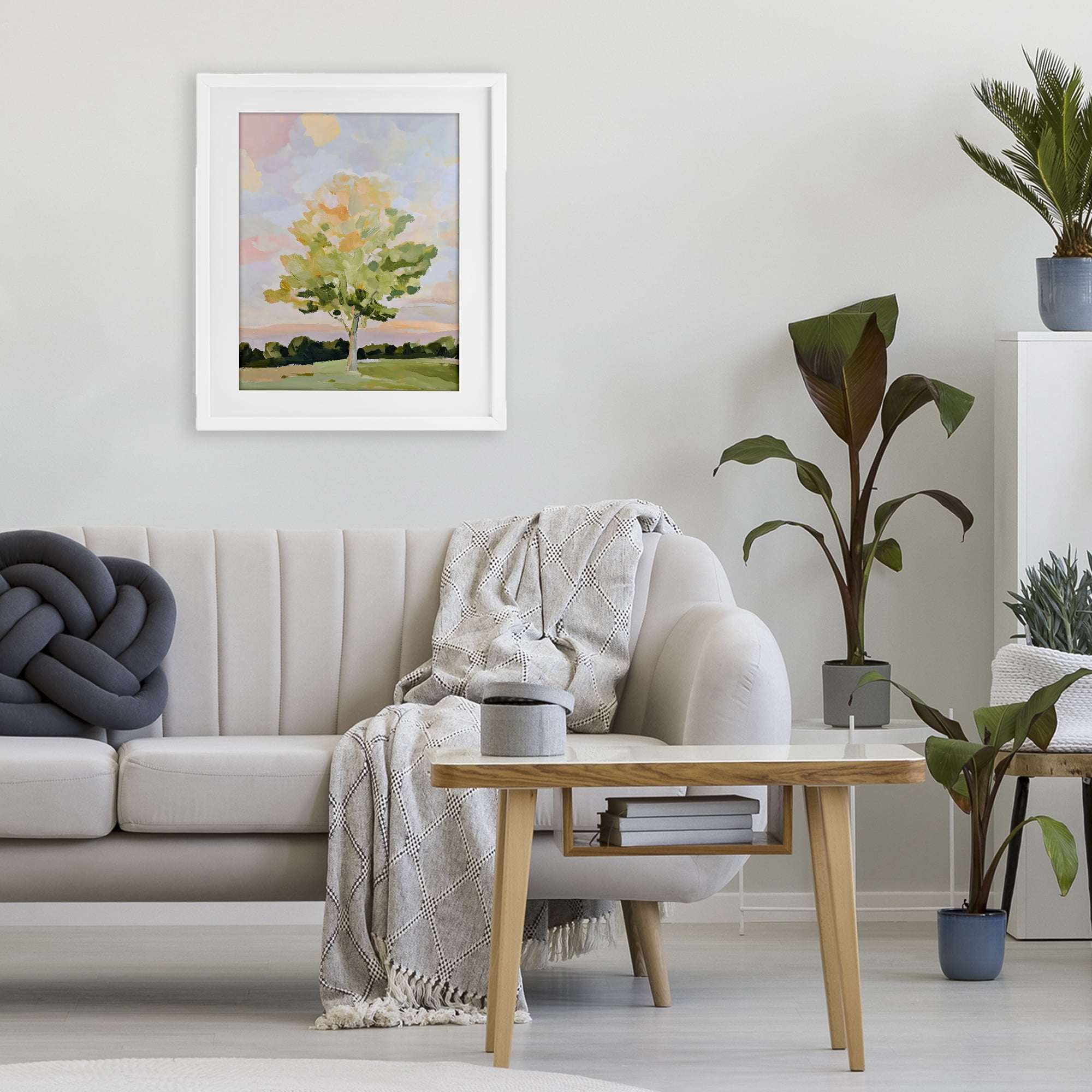 Stupell Industries Sunlit Tree Landscape Impression White Framed Print Under Glass, design by The Prints Vibe