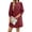 Burgundy, variant on Solid Color Women 3/4 Sleeve Button Down Elegant Lady Dress