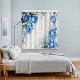 thumbnail image 4 of Blue Flower Spring Kitchen Curtains 63 Inch Length, Rose Leaves Garden Pastoral Retro Grommet Top Bedroom Living Room Curtains, Light Filtering Cafe Curtain Drapes 2 Panels Set 84''x63'', 4 of 9