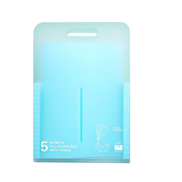 Miangastore 1 Set Document Bag Important Document Organizer Sky-Blue Durable Partitioning 34.5X24Cm