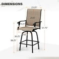 thumbnail image 7 of Sophia & William 4 Pcs Outdoor Swivel Metal Bar Stools Patio Height Textilene Chairs in Brown, 7 of 7