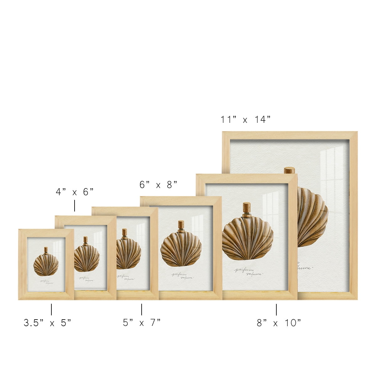 Gilded Toiletries II - Framed Print w/glass - Natural Wood