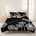 thumbnail image 3 of Twin Quilt Set 68''x86'', White Dandelion Lightweight Summer Bedspread Coverlet Set with 2 Pillow Shams, Spring Flowers Botanical Vintage Black Breathable All Season Quilt Bedding for Dorm/Bedroom, 3 of 9