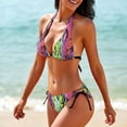 thumbnail image 3 of SKQIT Women's Two Piece Bathing Suits Snakeskin Print Halter Triangle Top Tie Side Bottom Bikini Swimsuits, 3 of 7