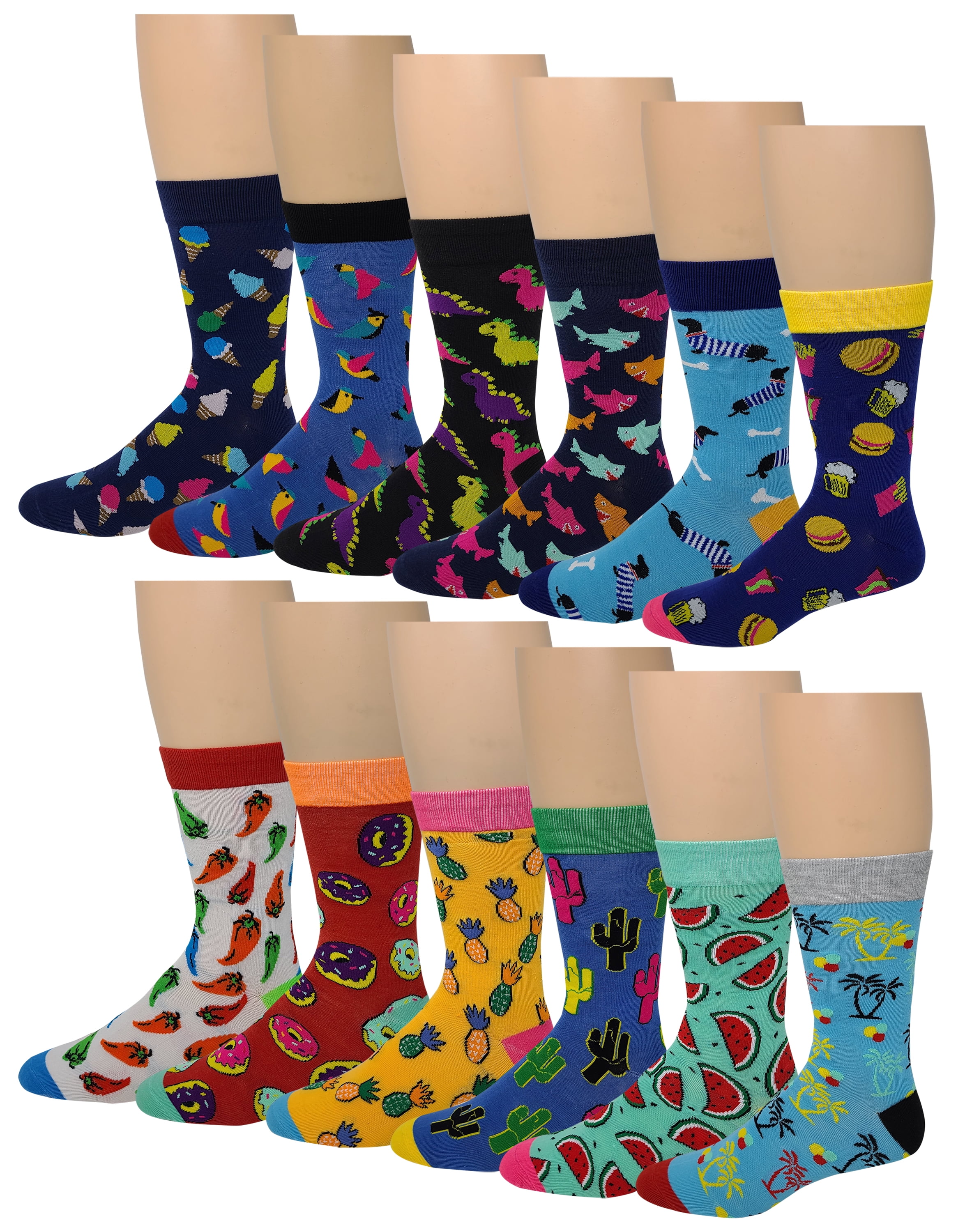 Different Touch 12 pairs Mens Assorted Cool Design Dress Socks ...