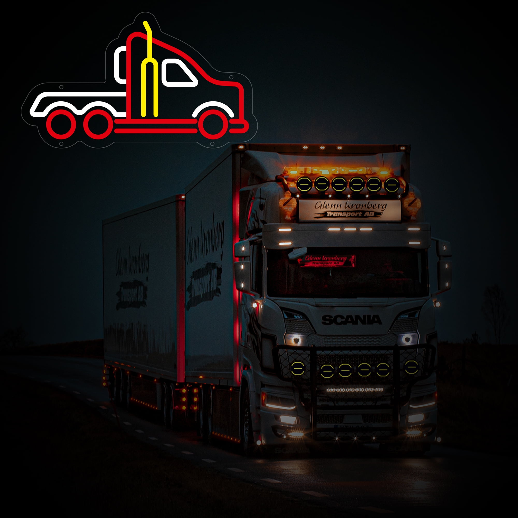 Truck Neon Sign for Wall Decor, Truck Simulator Led Signs, Dimmable Neon Light Sign for Bedroom, Game Room, Living Room, Bar Decoration, USB Powered Light Up Signs for Man Cave