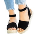 thumbnail image 2 of NOKIO Women's Platform Espadrilles Casual Ankle Strap Wedge Sandals Comfortable Dressy Summer Shoes Women's Wedge Buckle Ankle Strap Open Toe Sandals Summer Breathable Women's Shoes, 2 of 3