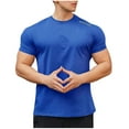 thumbnail image 3 of Men's Short Sleeve T-Shirt Quick Dry Casual Solid Crewneck Pullover Moisture Wicking Breathable 4 Way Stretch Fitness Gym Workout Daily | Zenithor,Blue 3XL, 3 of 6