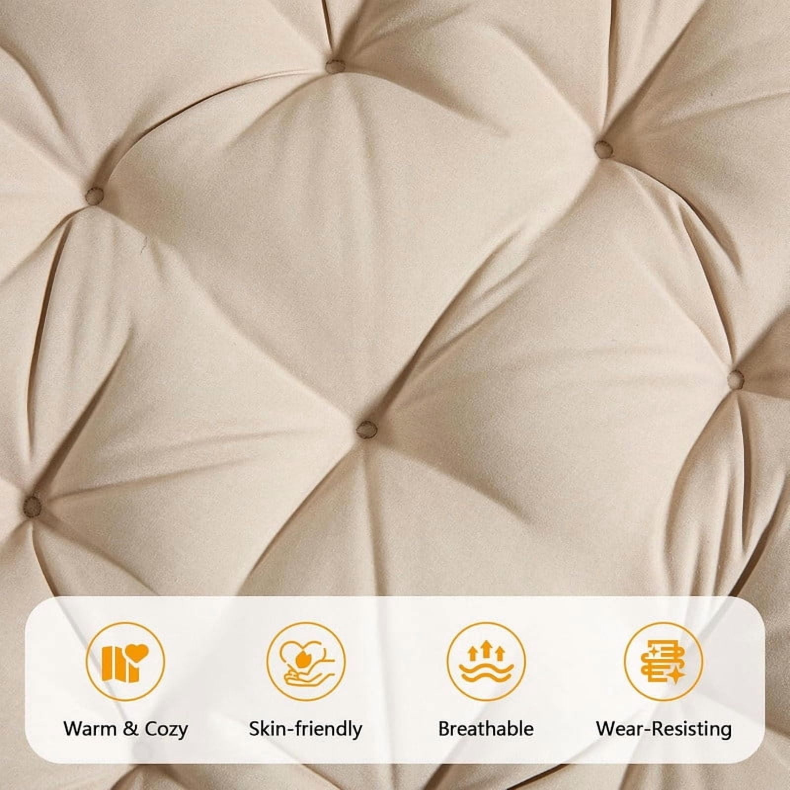 Ergonomic Wicker Papasan Chair, 360° Swivel Chair with Soft Thick Cushion for Living Room, Bedroom, Reading Room