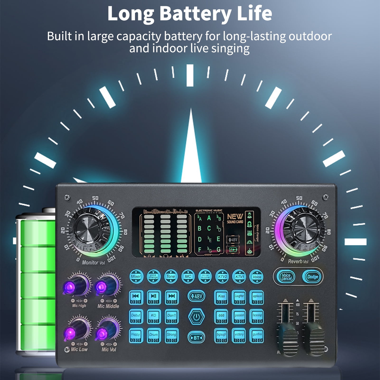 Nishore Sound card,Console Built-in 48v Live Sound Built-in Bt Usb Console Portable Sound Built-in 48v Professional Live Sound Built-in Reable Battery Professional Live Battery Mobile Ph