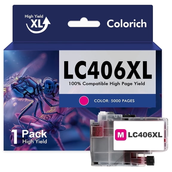 LC406 LC406XL Ink Cartridge for Brother Printer 406XL High Yield for MFC-J4335DW MFC-J5855DW MFC-J6555DW MFC-J4535DW MFC-J6955DW MFC-J4345DW MFC-J5955DW (1 Pack Magenta)