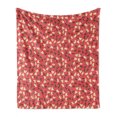 thumbnail image 1 of Flower Soft Flannel Fleece Throw Blanket, Doodle Style Floral Pattern Spring Romance Theme, Cozy Plush for Indoor and Outdoor Use, 50" x 70", Coral Cream, by Ambesonne, 1 of 6