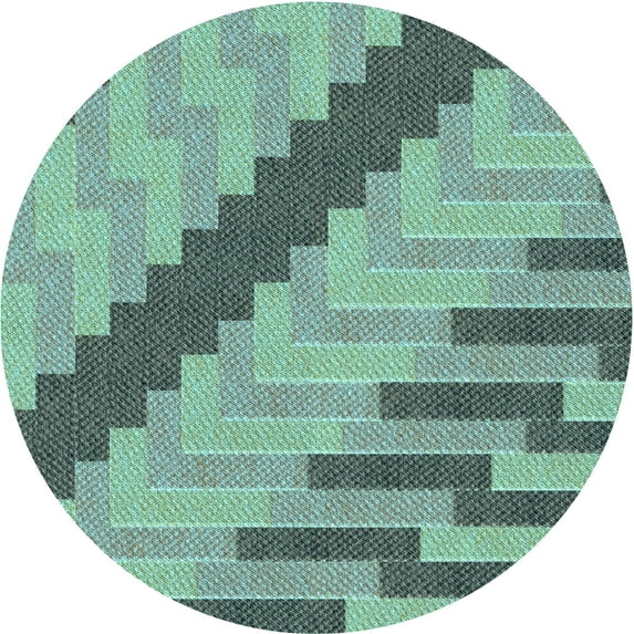 Ahgly Company Indoor Round Patterned Hazel Green Area Rugs, 8' Round