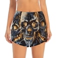 thumbnail image 2 of Balery Fiery Skull Trio Pattern Women's Running Shorts with Liner 2 Pockets Elastic Workout Athletic Gym Yoga Shorts-Small, 2 of 7