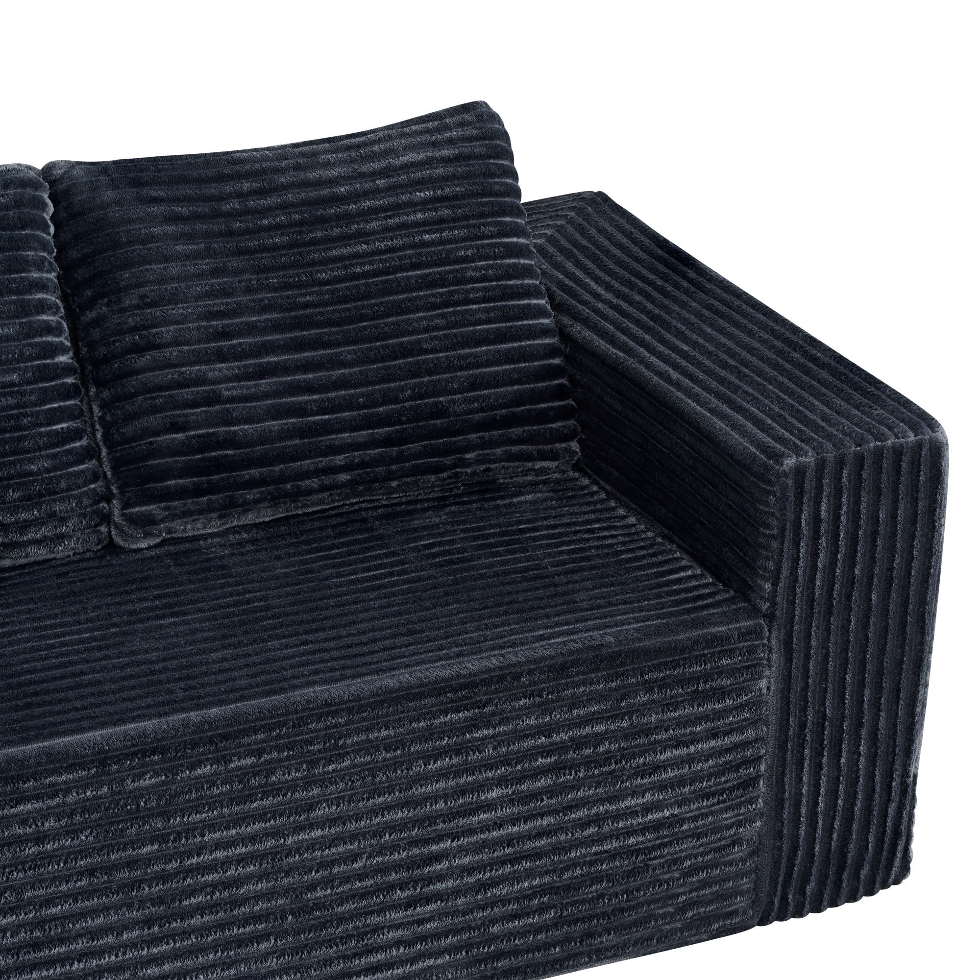 HOQBN 63 Inch Loveseat Sofa,Upholstered Compressed Couch with High-Density Foam Cushion,Corduroy No Frame 2-Seat Loveseat,Comfortable Floor Sofa for Bedroom,Office,Living Room,Small Spaces,Dark Gray