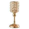 thumbnail image 1 of Portavelas dorado de cristal y metal para bodas, decoración de mesas y eventos, para velas de 6 cm Alto 26cm, 1 of 9