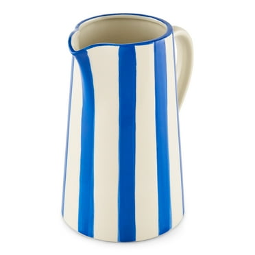 Mainstays by Becky G. & Alejandra 8.5" Blue Stripe Ceramic Pitcher Vase
