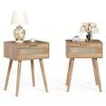 thumbnail image 2 of LAZZO Nightstands Set of 2, Wooden Bedside Tables with Rattan Weaving Drawers, Brown, 2 of 9