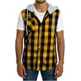 thumbnail image 2 of Juesizh Sleeveless Shirts for Men Plus Size Hooded Button Vest Casual Fashion Plaid Print Patchwork Tank Tops, M-3XL, 2 of 5