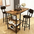 thumbnail image 3 of Recaceik Modern 36.2“H Bar Table and 2 PU Leather Barstools with 3 Storage Shelve, 3 of 10
