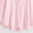 thumbnail image 4 of Qulqfy Women Pink Shirts Bell Sleeve Linen Button Down Shirts Summer Collared Solid Spring Work Tops for Women L, 4 of 8