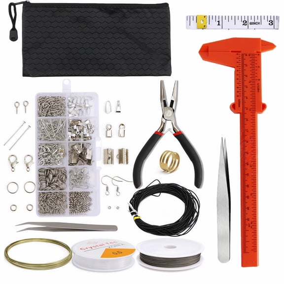 Jewelry Making Supplies Kit with Pliers 10 Tools and 855 Pcs Metal Findings for Adults and Beginners