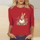 thumbnail image 1 of Xuyuer Ladies' Easter Print Round Neck Three Quarter Sleeve 3/4 Sleeve T-shirt Loose Tops Casual Loose Fit Crewneck T Shirts Tunic Tops, 1 of 5