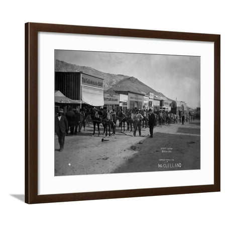 Taverns and Wagons in Western American Town Framed Print Wall