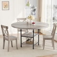 thumbnail image 1 of 47" Round Dining Table for 4, Elegant Roman Column Dining Table with Built-in Storage Space-Saving Design for Modern Homes-Vintage for Dining Room Kitchen Living Room (Grey), 1 of 9