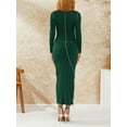 thumbnail image 6 of hirigin Women's 2 Piece Fall Outfits, Long Sleeve Mock Neck Stitching Tops + Midi Skirt Set, 6 of 9