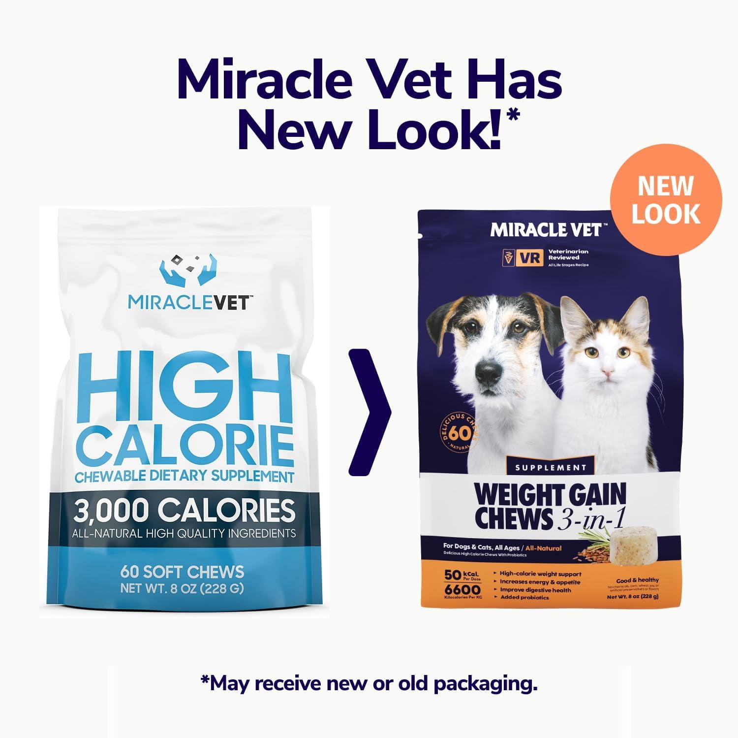 MIRACLE VET 3 in 1 Weight Gain Recovery Chews High Calorie Treats for Dogs Cats 60 Chews Walmart