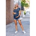 thumbnail image 2 of Ekouaer 4 Pack Women' Maternity Shirts Short Sleeve Crew Neck Side Ruched Pregnancy Tops New Mama Clothes, 2 of 6