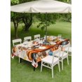 thumbnail image 3 of Outdoor Tablecloth with Umbrella Hole and Zipper, Fall Thanksgiving Rectangle Table Cloth 60x84 Inch Waterproof Tablecloth, Orange Maple Leaf Pumpkin Scarecrows Picnic Table Cover for Patio Camping, 3 of 7