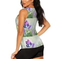 thumbnail image 3 of Fuzoiu Purple Butterfly On Wild Print Women's Workout Tank Top,Athletic Racerback Sports Tank,Tops Sleeveless Running Loose Fit Yoga Tops,Active Shirts for Yoga, Running, and Gym-X-Large, 3 of 7