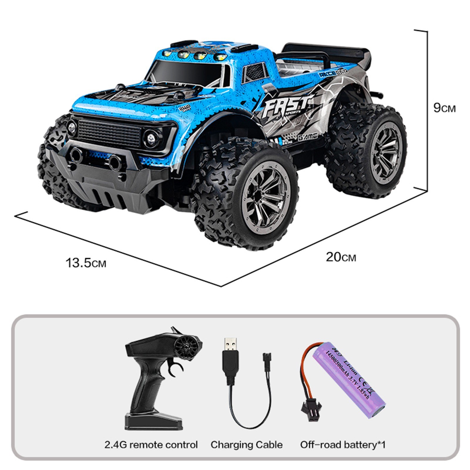 2.4GHz Remote Control Short Truck 25KM/H Off Road Car with LED Light