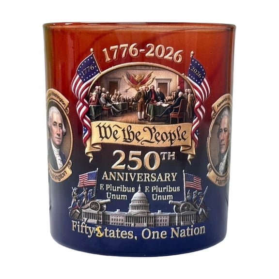 America 250th Anniversary "We The People" Heritage Glass, 1 Pcs 10oz Declaration of Independence Printed Glasses, 250 Anniversary Bottle, for Liquor Scotch Bourbon, Day Patriotic Gift