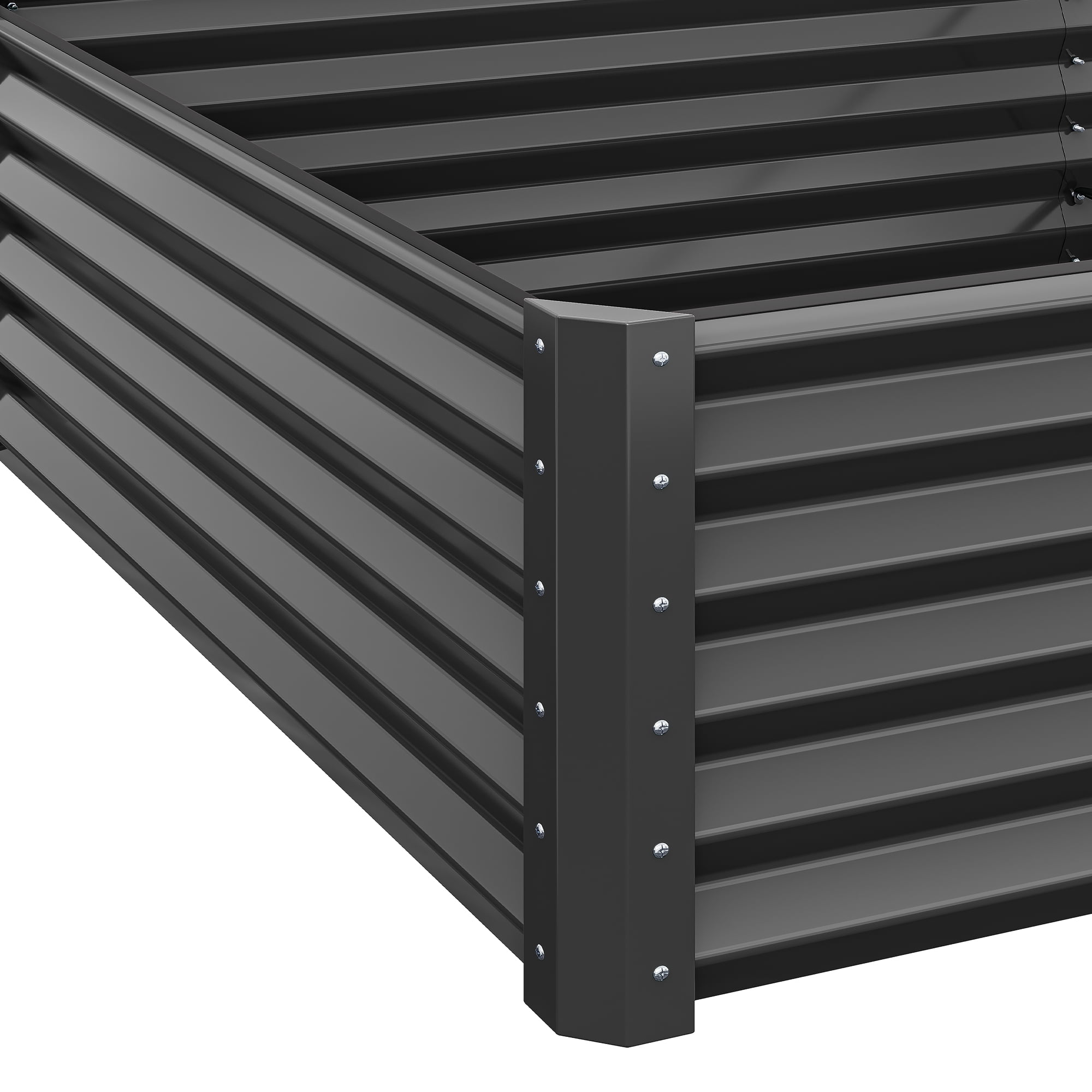 Uforic 2 Pcs 8ftx4ftx1.5ft Large Raised Garden Bed Kit,Outdoor Galvanized Metal Patio Planter Box with Safety Rubber & Gloves, for Vegetables Flowers,Black