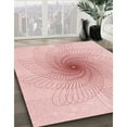 thumbnail image 3 of Ahgly Tapis Rond Lavable en Machine Intérieur Transitionnel Rouge Pastel Rose, 7 Pieds Rond, 3 of 7