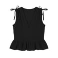 thumbnail image 6 of Favoffer Women's Linen Peplum Blouse V Neck Sleeveless Shoulder Tie Relaxed Fit Summer Daily Vacation Leisure Casual Shirt, 6 of 6