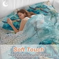 thumbnail image 4 of Vintage Teal Bedding Duvet Cover Set Queen Size 4 Pieces Sea Turtle Coral Starfish Marine Life Nautical Bedding Set with Zipper Closure, 1 Comforter Cover 90x92 Inches 1 Flat Sheet & 2 Pillow Cases, 4 of 7