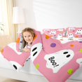 thumbnail image 3 of Feelyou Cartoon Ghost Boo Twin Comforter Sets, Cute Polka Dot Bedding Set, Pink White, Halloween Reversible, 2 Pieces, 1 Comforter and 2 Pillowcases, 3 of 7