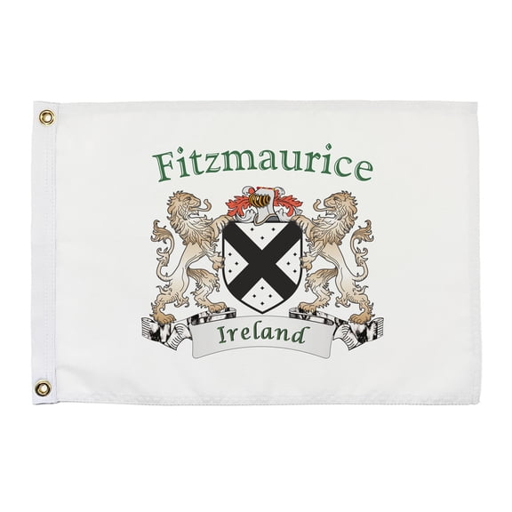 Fitzmaurice Irish Coat of Arms Small White Flag - 16"x10.5" inches