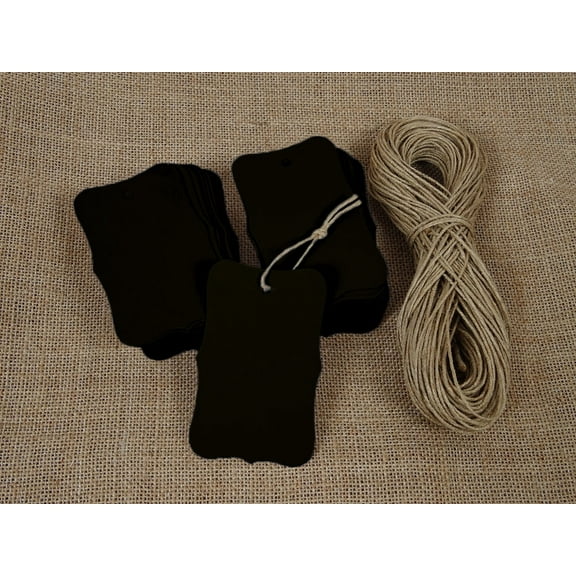 100 Pcs Bonbonniere Wedding Favor Hang Tags Gift Cardstock Rectangular Shape Tag With Free Natural Jute Twine - Colors Available