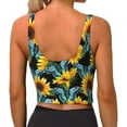 thumbnail image 4 of Picia Blue Batterflies Sunflower Sports Bra for Women,Padded Strappy Sports Bras Medium Support Yoga Bra with Removable Cups,Running Yoga Bra-Small, 4 of 9