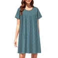 thumbnail image 2 of LIZUOJUN Under $ 8 Nightgowns For Women Short Sleeve Plus Size Summer Cotton Sleep Shirt Loose Fitting Wear Nightwear Loungewear Soft Sleepwear Nightshirt For Middle Women Blue,One Size, 2 of 4