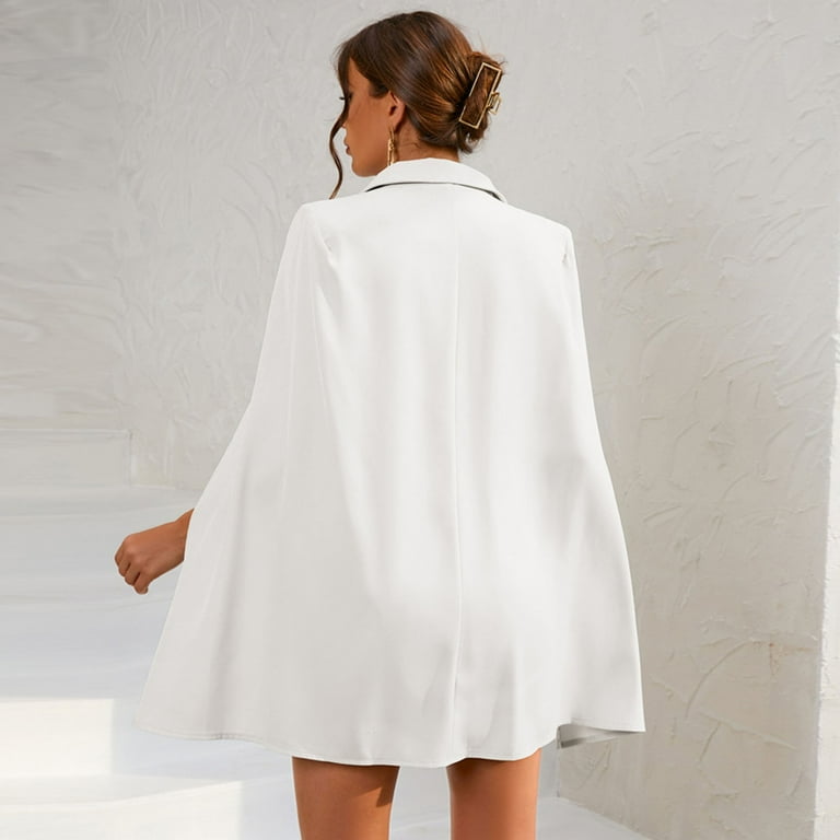 White cape deals blazer dress