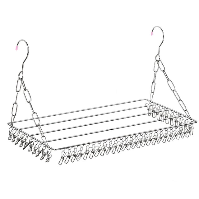 unbranded 1Ud Tendedero De Acero Inoxidable Para Con Pinzas Multifuncional Y Ajustable Plateado